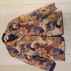 Alfred Dunner Silk Jacket Women Floral Quilted Siz 20